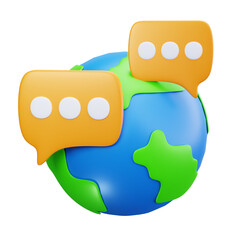 3D Global Chat Communication Message Icon