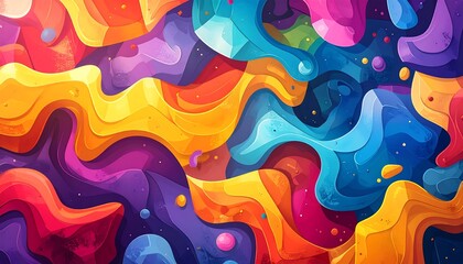 Fototapeta premium Abstract waves of vibrant, stylized colors flow together in a playful and dynamic composition, a feast for the eyes