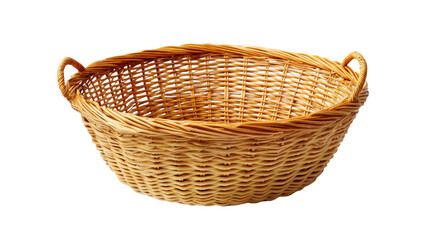Fototapeta premium Wicker basket with handles isolated on a transparent background