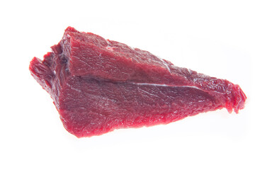Raw beef on a white background
