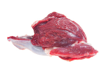 Raw beef on a white background