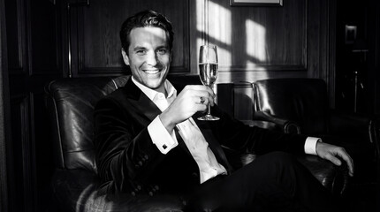Sophisticated Man with Champagne