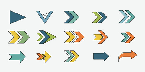 A modern arrow illustration with clean geometric lines and solid color design