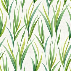 Fototapeta premium Grass watercolor seamless pattern