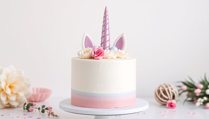 Pastel Unicorn Birthday Cake Minimal Style