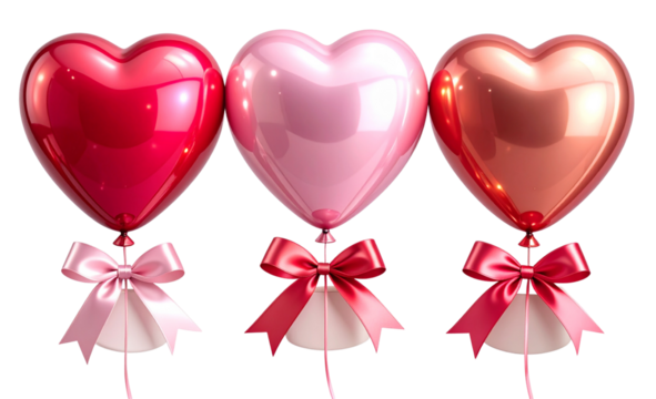 Valentine’s Day Balloon Set with Ribbons and Mini Props PNG