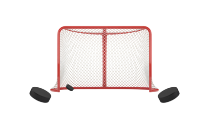 Hockey goal with pucks offers dynamic sports action illustration for design