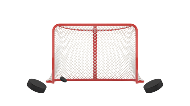 Hockey goal with pucks offers dynamic sports action illustration for design