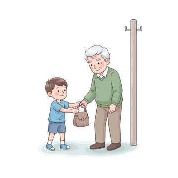 Boy Returns Lost Bag to Elderly Man.