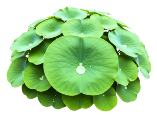 Green lotus leaves forming a spherical shape isolated on transparent background
