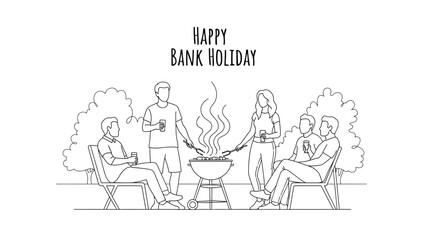 People enjoying a bank holiday barbecue with friends and family.