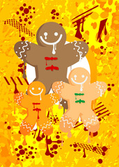 Fototapeta premium Gingerbread Man Christmas Cookie graffiti. Abstract modern street art decoration performed in urban painting style.