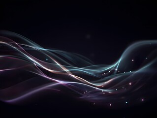 Abstract luminous waves on dark field, center composition ready for content insertion