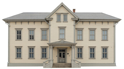 Elegant vintage building facade with symmetrical window design style