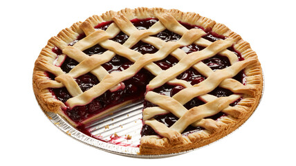 Freshly baked cherry pie, lattice crust, ready for a sweet celebration