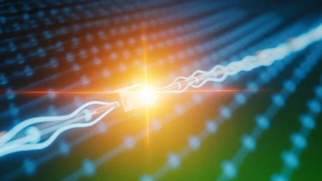 Quantum Computing Network: An abstract depiction of the future of quantum computing, with interconnected processors and radiating energy pathways.