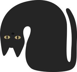 Black Cat Doodle Element