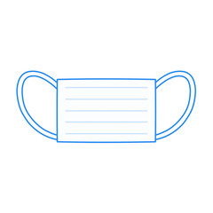 青いモノクロの医療用マスクイラスト