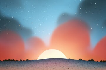 Serene Sunrise Over Rolling Hills with Clouds and Starry Sky at Dusk