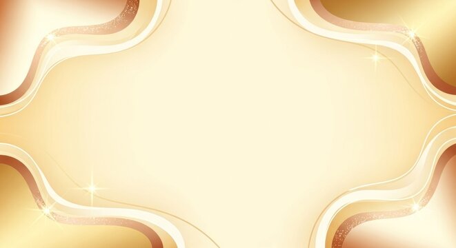 Golden and white abstract background with wavy lines and sparkles. - Powered by Adobe