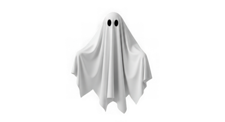 Floating white ghost figure made of fabric for halloween concept