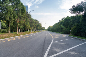 Empty urban road and buildings in the city