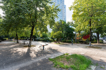 spring park and modern city