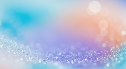 A colorful, abstract background with a gradient of blue and orange hues, featuring a blurred, bokeh effect with scattered white dots.