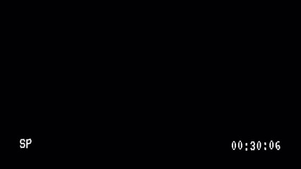 An authentic retro black screen displaying Pausing VHS tape details, including a timecode and 'SP' indicator, evoking classic analog nostalgia from vintage video playback eras