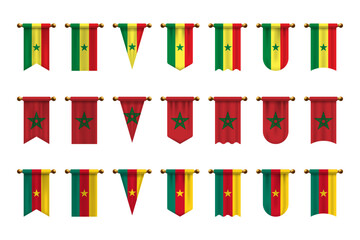 African Pennant Flag Set. Senegal, Morocco, and Cameroon Banner Collection
