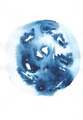 Abstract Watercolor Circle Painting on White Background