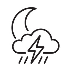 Nighttime thunderstorm with moon and rain icon