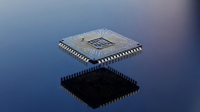 Electronic chip processor technology cpu microchip circuit board integrated circuit microelectronics component