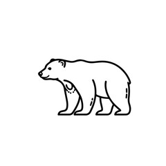Line Art of a Polar Bear in Black and White