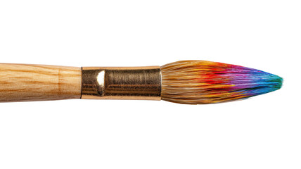 Paintbrush with colorful bristles painting creative ideas, art supplies for artistic expression and imagination
