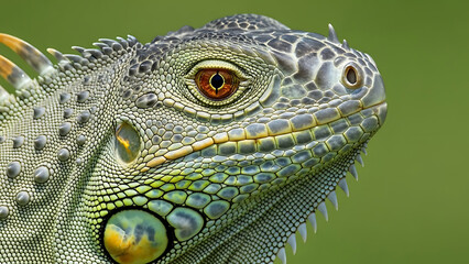 Fototapeta premium Close-up of a Green Iguana on a Natural Background