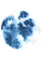 Abstract Watercolor Circle Painting on White Background