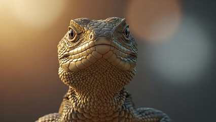 Close-up of a lizard with textured skin in natural lighting