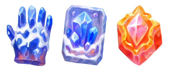 Fototapeta premium Vibrant Conceptual Illustration of Colorful Gems and Glove for Creative Use