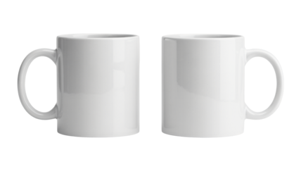 Two blank white mugs ready for your unique designs or branding needs