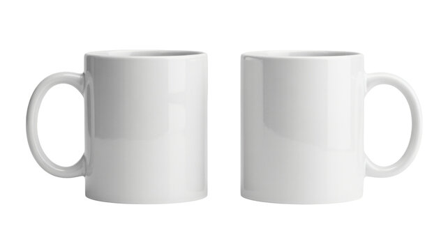 Two blank white mugs ready for your unique designs or branding needs