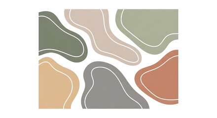 Obraz premium Abstract Organic Shapes in Earthy Tones with White Outlines.