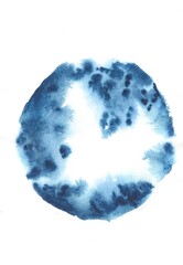 Abstract Watercolor Circle Painting on White Background
