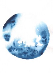 Abstract Watercolor Circle Painting on White Background