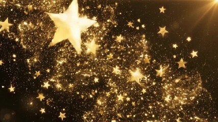 Abstract golden stars and particles elegant animated background