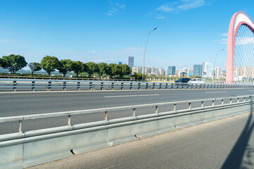 Empty urban road and buildings in the city