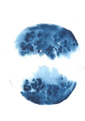 Abstract Watercolor Circle Painting on White Background