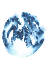 Abstract Watercolor Circle Painting on White Background