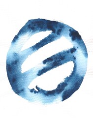 Abstract Watercolor Circle Painting on White Background