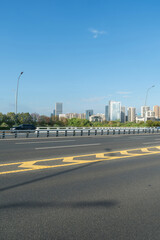 Empty urban road and buildings in the city